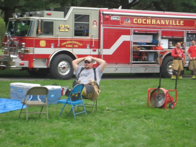 Past Chief Sam Terry relaxing in the Rehab at a HazMat in East Nottingham.